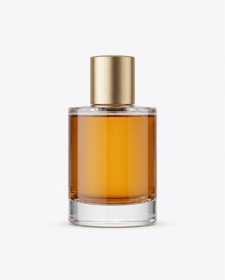 Frasco de perfume fotografiado sobre fondo blanco, imagen de partida